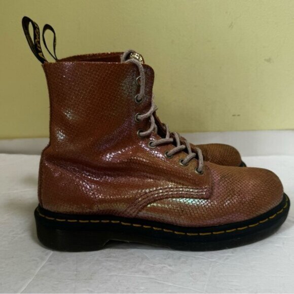 Dr Martens Pascal Iridescent Leather Mermaid Metallic Combat Hiking 7 Boots 1460 - Picture 2 of 16